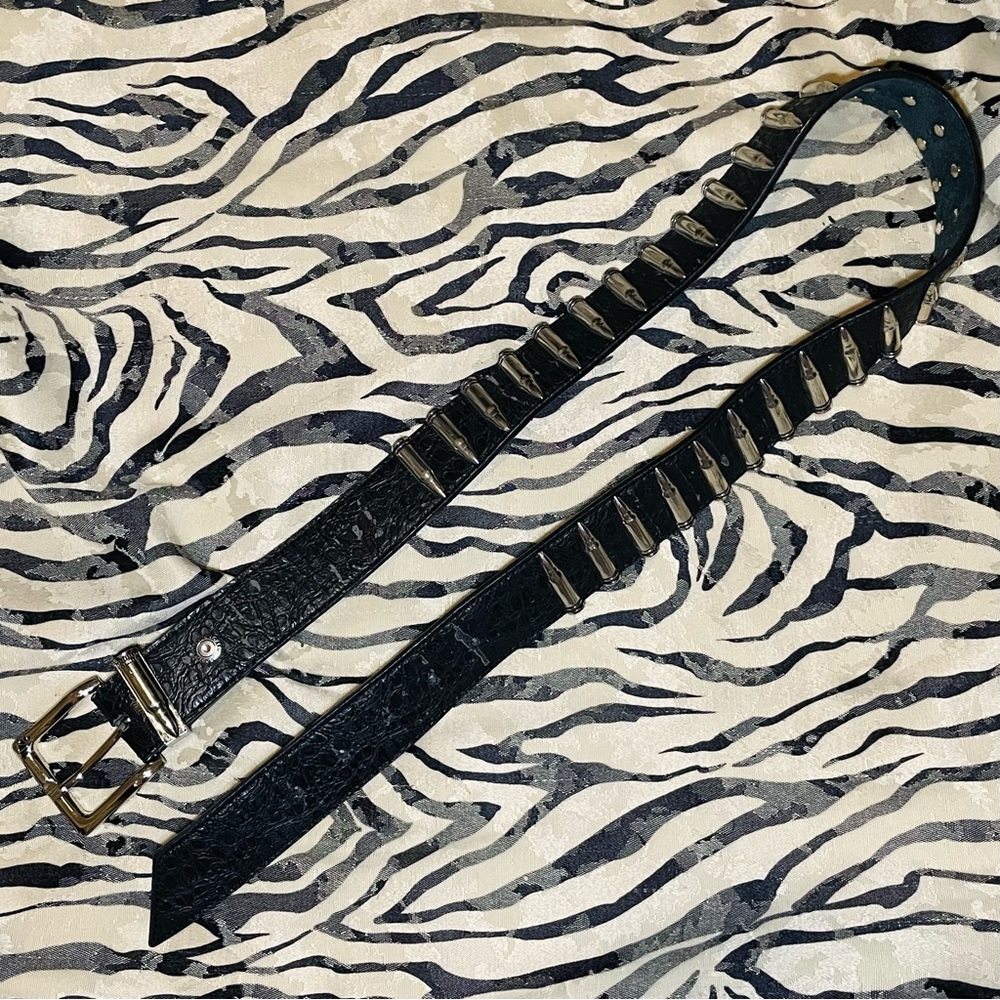 Unisex Black Bullet Studded Leather Belt
